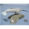 Image 3 : 7 1/2" Fossilized Ivory Narwhal by Al Kooknook mounted on Walrus Jawbone (1)
