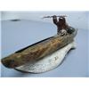 Image 1 : 12" Soapstone Kayaker Mounted On Walrus Jawbone  (1)