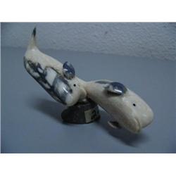 Pair of Fossilized Ivory Beluga Whales 3 1/2" by Mark Seeagana (1)