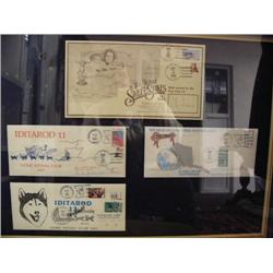 4 Framed First day Iditarod Envelopes, Frame Size 22" x 28" 1983,1983, 1984, 1985 (52)