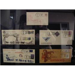 5 Framed First day Iditarod Envelopes, Frame Size 22" x 28"  1974, 195, 1976, 1977 (52)