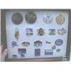 Image 1 : Collection of Iditarod Assorted Buttons, Pins, Frame Size 12" x 15" (54)