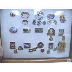 Collection of Iditarod Assorted Buttons, Pins, Frame Size 13" x 17"  (54)