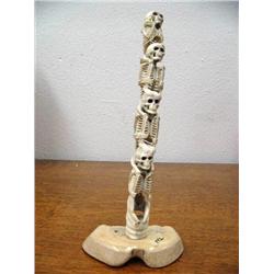 12" Imported Group of 4 Skeletons Carved from Antler (33)