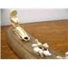 Image 2 : 19" Mammoth Ivory with a  3" Man made of Fossilized Ivory, 3" sled with 7 dogs, Ivory, (1)