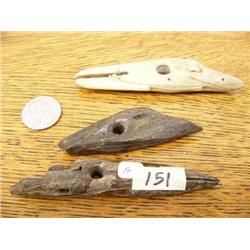 Lot of 3 Old Bering Sea Ivory Harpoons 90F