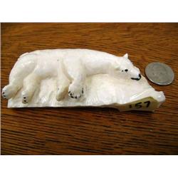 4" Sleeping Whit Ivory Bear (33)