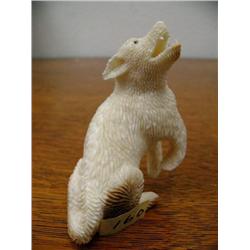 3 1/2" Fossilized Ivory Carved Wolf Imported (33)