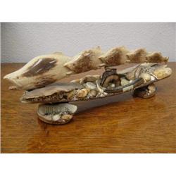 14" Group of 5 Salmon Carved on Fossil Tusk, Imported (33)