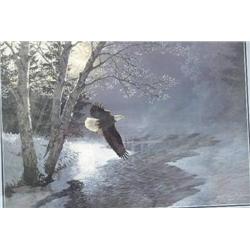 Print of an Eagle 19" x 26" image size, Persis Clayton Wiers, 1994, 374/1500 Double Matted, Framed (