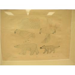 Print 7/50 titles Composition signed Kenojuak 1967  (56)