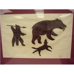 Print titled Exhausted Bear 1968 by Papiduk 33/48 Eskimo Wisdom Arctic  (56)
