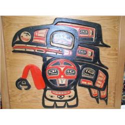 Western Red Cedar Relief titled Tlingit Raven by Rose Albert  (56)