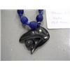 Image 2 : 12" Long old bead necklace with argillite pendant - Raven & Moon - Haida signed Myles Edgars - Haida