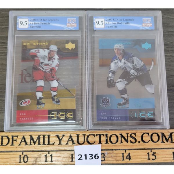 LOT OF 2 - GRADED 2000 UD ICE LEGENDS - LUC ROBITAILLE & RON FRANCIS