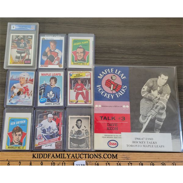 JOB LOT - HOCKEY COLLECTIBLES - INCL MAPLE LEAF HOCKEY NEWS, BOB PROBERT RC, TONY ESPOSITO ETC