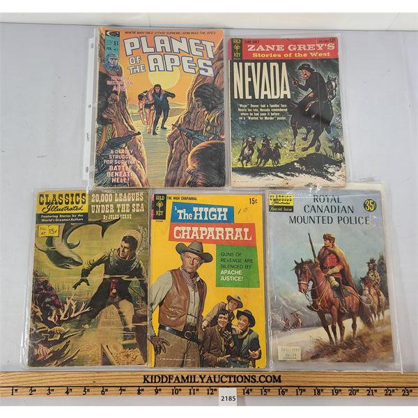 LOT OF 5 - GOLD KEY, CLASSICS ILLUSTRATED & CURTIS COMICS - INCL PLANET OF THE APES