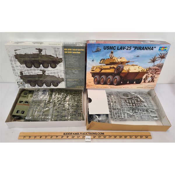 LOT OF 2 - TRUMPETER & ARV CLUB MODELS - INCL M1130 STRYKER & USMC LAV-25  PIRANAHA  - 1:35 SCALE