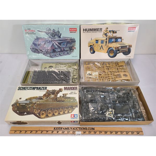 LOT OF 3 - ACADEMY & TAMIYA MODEL KITS - INCL HUMMER, SCHUTZENPNZER & M-163A1