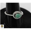 Image 1 : #51-UNHEATED GREEN EMERLAD & CZ RING SIZE 8.75