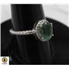 Image 1 : #50-UNHEATED GREEN EMERLAD & CZ RING SIZE 7.75
