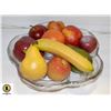 Image 1 : GLASS DECORATIVE BOWL W/ FAUX FRUIT