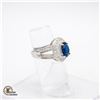 Image 2 : #305-8X10 OVAL BLUE CENTER WITH PAVE SET CLEAR