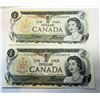 Image 1 : 17)  LOT OF 2 CANADIAN $1.00 BANKNOTES FROM 1973,