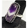 Image 1 : 22)  NATURAL RECTANGULAR AMETHYST SIZE 6 RING