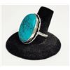 Image 1 : 21)  OVAL TURQUOISE SIZE 8.5 RING WITH TWIST
