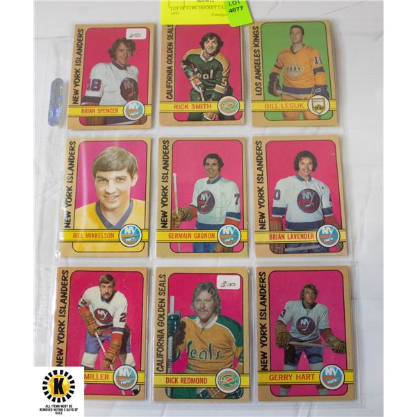 LOT OF 9 OPC HOCKEY CARDS FROM 1972