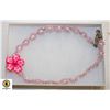 SEED CLAY PINK FLOWER NECKLACE 15 1/2"