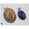 Image 1 : #47-NATURAL BLUE LAPIZ LAZULI & MOOKAITE PENDANT