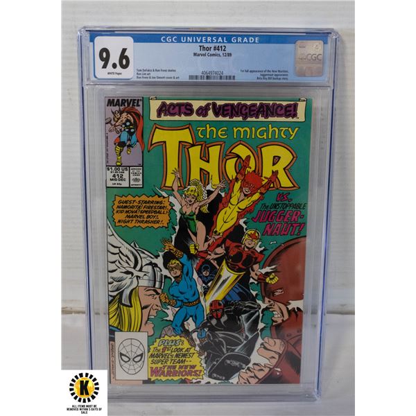 MARVEL THOR #412 CGC COMIC. 1ST FULL NEW WARRIORS