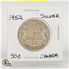 Image 1 : 1952 SILVER 50 CENT CANADIAN COIN