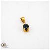 18K YELLOW GOLD DIAMOND AND BLUE SAPPHIRE PENDANT