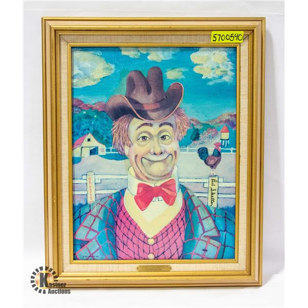 FRAMED ORIGINAL 1987 RED SKELTON CANVAS PAINTING