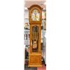 OAK GRANDFATHER CLOCK WITH CHIMES H-79.5" W-12"