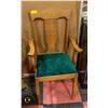 ANTIQUE OCCASIONAL CHAIR (GREEN SEAT)