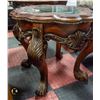 Image 2 : ORNATE WOOD CARVED & GLASS END TABLE