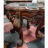 Image 2 : ORNATE WOOD CARVED & GLASS END TABLE