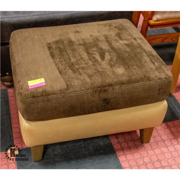 2-TONED BROWN OTTOMAN