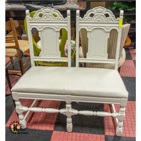 WHITE 2 SEATER BENCH