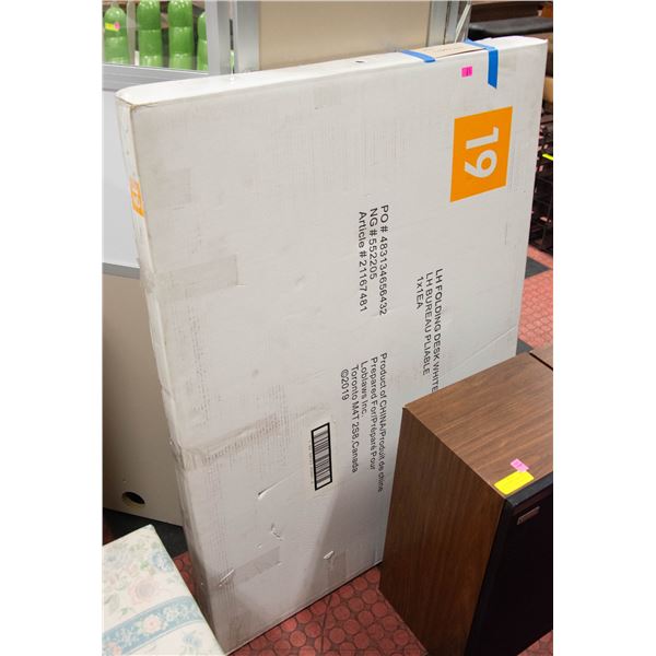 WHITE LH FOLDING DESK IN BOX