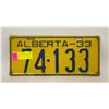 Image 1 : 1933 ALBERTA LICENSE PLATE