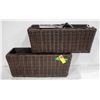 Image 1 : SET OF 2 BROWN WICKER STYLE DECK PLANTERS