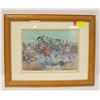 Image 1 : CHARLES RUSSELL FRAMED PRINT 1908 "A BRONCE TO