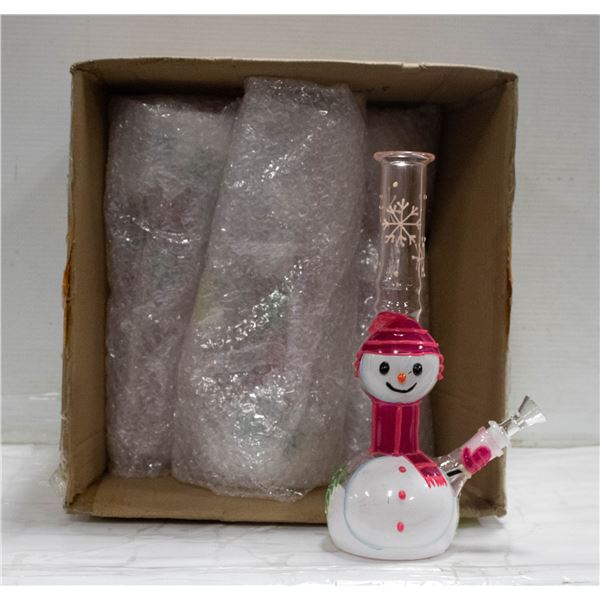 LOT OF SEVEN 12" GLASS SNOWMEN BONGS