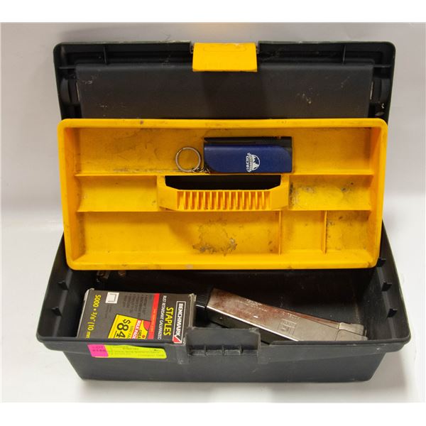 SMALL TOOL BOX WITH STAPLE GUN & STAPLES