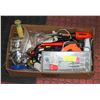 Image 1 : BOX OF ASSORTED TOOLS AND RELATED ITEMS